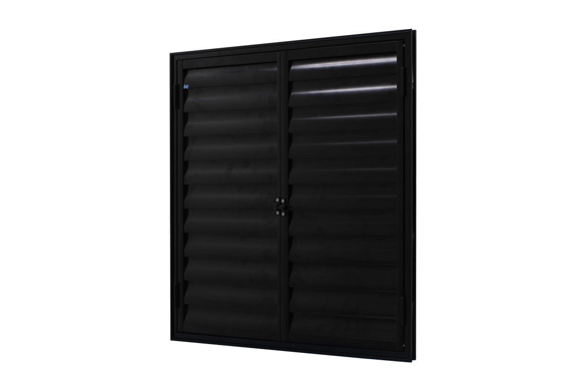 Porta Abrigo Folhas De Abrir Ventilada Alum Nio Preto Linha Top A