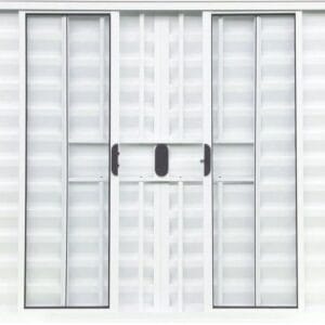 Veneziana 6 Folhas Com Grade Alumínio Branco Linha Fit Modular