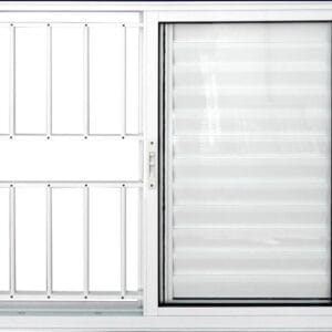 Veneziana 3 Folhas Com Grade Alumínio Branco Linha Design Premium