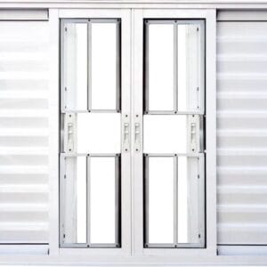 Veneziana 6 Folhas Com Grade Alumínio Branco Linha Design Premium