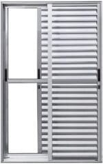 Porta Balcão 3 Folhas Móveis Com Fechadura Alumínio Brilhante Linha Premium
