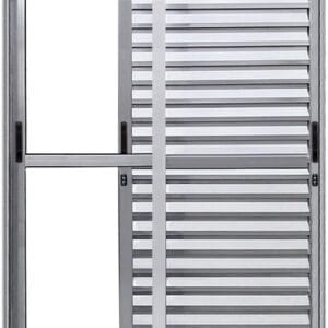 Porta Balcão 3 Folhas Móveis Com Fechadura Alumínio Brilhante Linha Premium