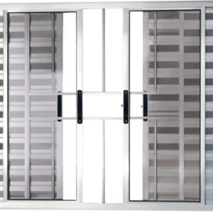 Veneziana 6 Folhas Com Grade Alumínio Brilhante Linha Design Premium