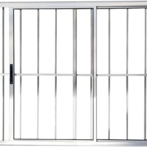Vitro 2 Folhas Com Grade Alumínio Brilhante Linha Design Premium