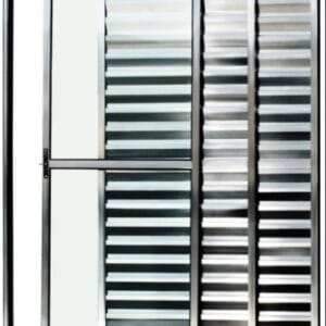Porta Balcão 3 Folhas Com Trinco Alumínio Brilhante Linha Econ