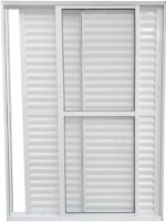 Porta Balcão 3 Folhas Móveis Com Trinco Alumínio Branco Linha Econ