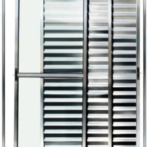 Porta Balcão 3 Folhas Móveis Com Trinco Alumínio Brilhante Linha Econ