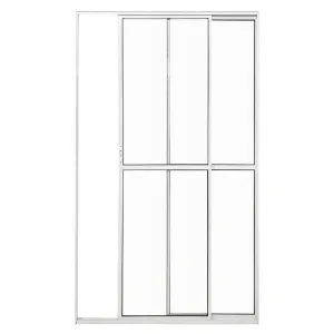 Porta Sacada 2 Folhas Móveis Com Trinco Alumínio Branco Linha Econ