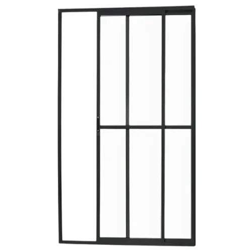 Porta de Correr de Aluminio 2 folhas com Trinco Cor Preto Porta Balcao png