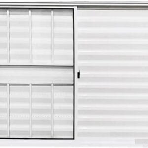 Veneziana 3 Folhas Com Grade Alumínio Branco Linha Econ