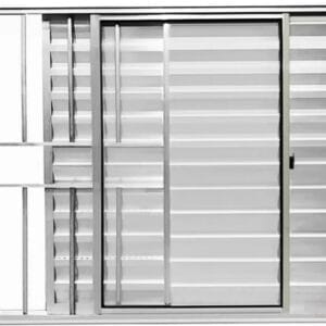 Veneziana 3 Folhas Com Grade Alumínio Brilhante Linha Econ