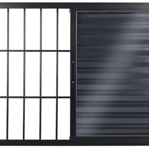 Veneziana 3 Folhas Com Grade Alumínio Preto Linha Design Premium