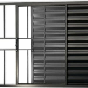 Veneziana 3 Folhas Com Grade Alumínio Preto Linha Fit Modular