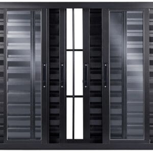 Veneziana 6 Folhas Com Grade Alumínio Preto Linha Design Premium