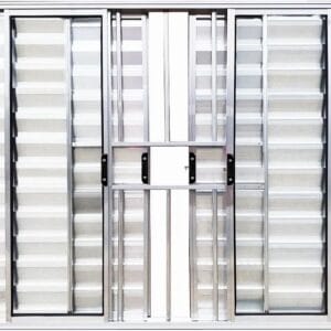 Veneziana 6 Folhas Com Grade Alumínio Brilhante Linha Econ