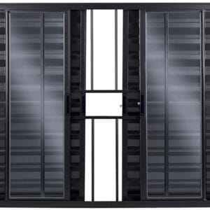 Veneziana 6 Folhas Com Grade Alumínio Preto Linha Fit Modular