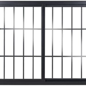 Vitro 2 Folhas Com Grade Alumínio Preto Linha Design Premium