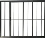 Vitro 2 Folhas Com Grade Alumínio Preto Linha Fit Modular