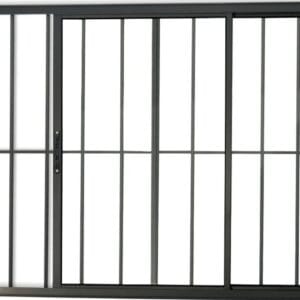 Vitro 2 Folhas Com Grade Alumínio Preto Linha Fit Modular