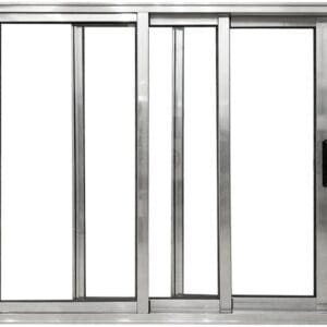 Vitro 3 Folhas de Vidro Móveis Sem Grade Alumínio Brilhante Linha Design Premium