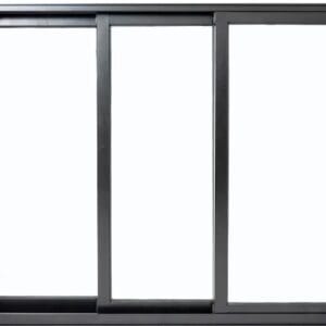 Vitro 3 Folhas de Vidro Móveis Sem Grade Alumínio Preto Linha Design Premium