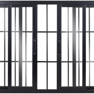 Vitro 4 Folhas Com Grade Alumínio Preto Linha Design Premium