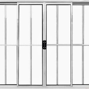 Vitro 4 Folhas Com Grade Alumínio Brilhante Linha Econ