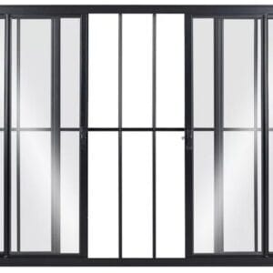Vitro 4 Folhas Com Grade Alumínio Preto Linha Fit Modular