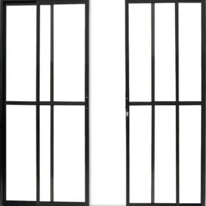 Porta Sacada 4 Folhas Com Trinco Alumínio Preto Linha Econ