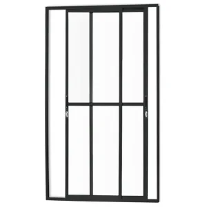 Porta Sacada 2 Folhas Móveis Com Fechadura Alumínio Preto Linha Premium