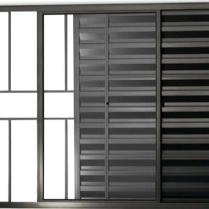 Veneziana 3 Folhas Com Grade Alumínio Preto Linha Econ