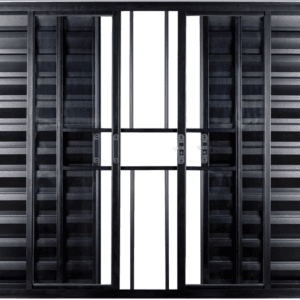 Veneziana 6 Folhas Com Grade Alumínio Preto Linha Econ