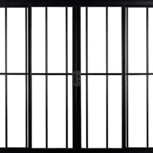 Vitro 4 Folhas Com Grade Alumínio Preto Linha Econ