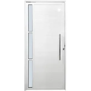 Porta Pivotante Lambril Visor Lateral Vidro Mini Boreal com Puxador Alumínio Branco Linha Premium