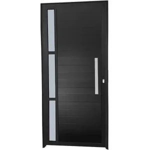 Porta Pivotante Lambril Visor Vidro Mini Boreal com Puxador Alumínio Preto Linha Premium