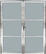 Porta Vidrão Central Com Maçaneta Vidro Mini Boreal Alumínio Brilhante Linha Premium