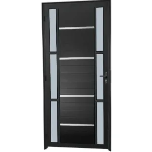 Porta Lambril Frisos e Visor Duplo Mini Boreal Alumínio Preto Linha Premium