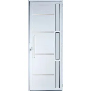 Porta Lambril Frisos e Visor Simples Mini Boreal e Puxador Alumínio Branco Linha Premium