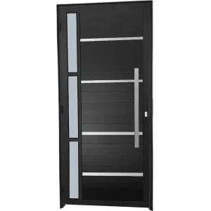 Porta Lambril Frisos e Visor Simples Mini Boreal e Puxador Alumínio Preto Linha Premium