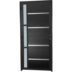 Porta Lambril Frisos e Visor Simples Mini Boreal Alumínio Preto Linha Premium