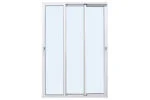 Porta Correr Panorâmica 3 Folhas de Vidro Móveis Com Fechadura Alumínio Branco Linha Design Premium