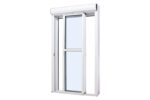 Porta Com Persiana Integrada 2 Folhas Móveis Com Fechadura Controle Remoto Alumínio Branco Linha Design Premium