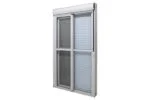 Porta Com Persiana Integrada 2 Folhas Móveis Com Fechadura e Tela Mosqueteira Alumínio Branco Linha Design Premium